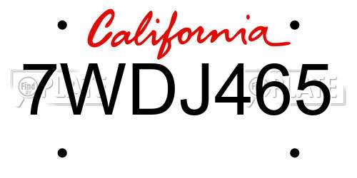 7WDJ465 California License Plate