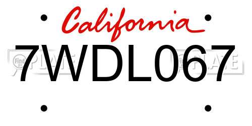7WDL067 California License Plate