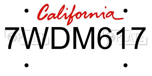 7WDM617 California License Plate