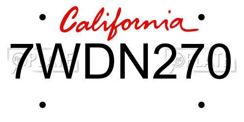 7WDN270 California License Plate