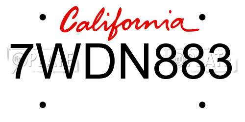 7WDN883 California License Plate