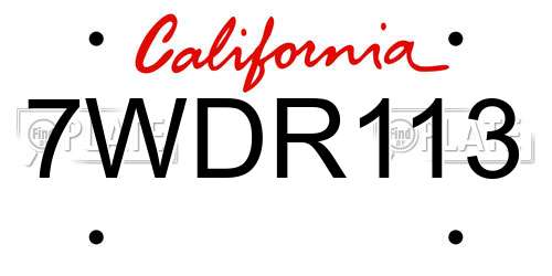 7WDR113 California License Plate