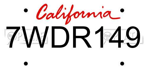 7WDR149 California License Plate