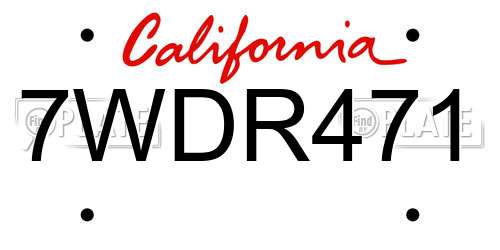 7WDR471 California License Plate