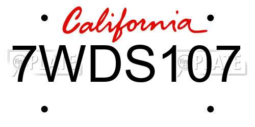 7WDS107 California License Plate