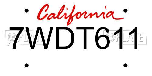 7WDT611 California License Plate