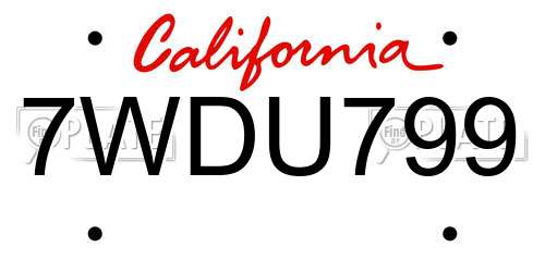 7WDU799 California License Plate