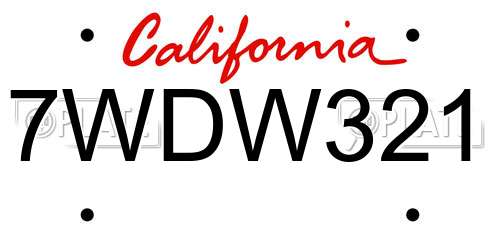 7WDW321 California License Plate