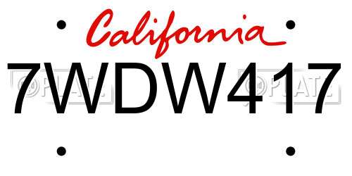 7WDW417 California License Plate