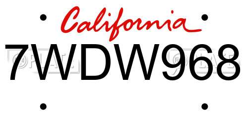 7WDW968 California License Plate