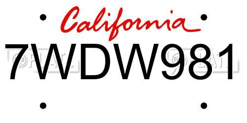 7WDW981 California License Plate