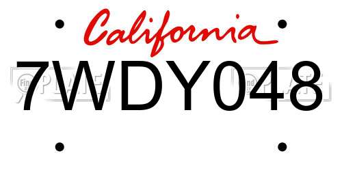7WDY048 California License Plate