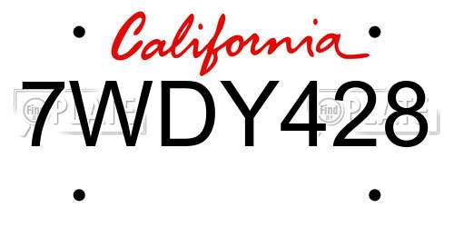 7WDY428 California License Plate