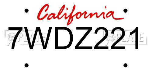 7WDZ221 California License Plate