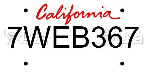 7WEB367 California License Plate