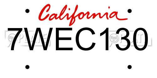 7WEC130 California License Plate