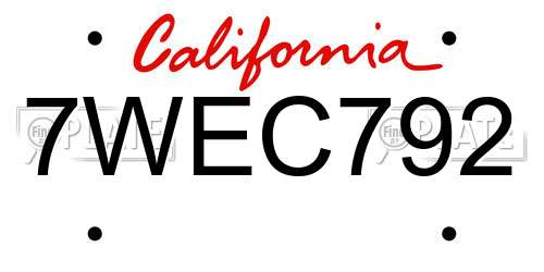 7WEC792 California License Plate