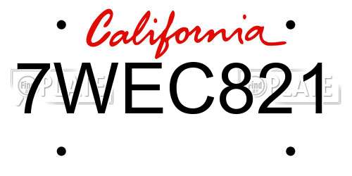 7WEC821 California License Plate