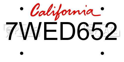 7WED652 California License Plate