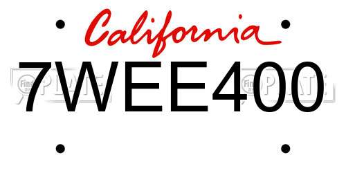 7WEE400 California License Plate