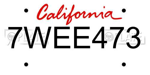 7WEE473 California License Plate