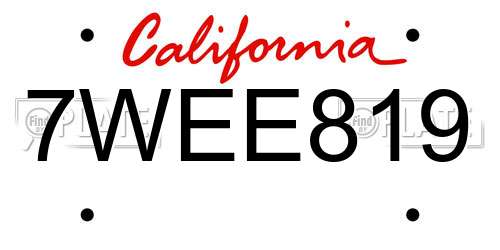 7WEE819 California License Plate