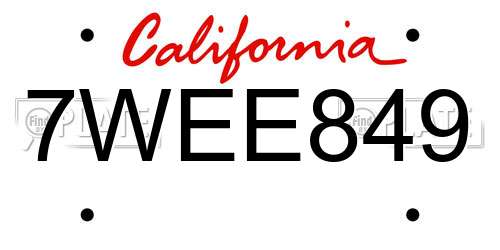 7WEE849 California License Plate