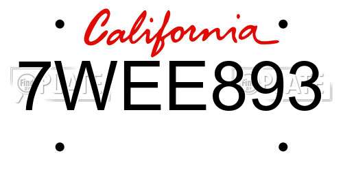 7WEE893 California License Plate