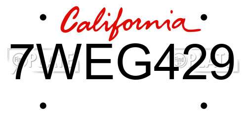 7WEG429 California License Plate