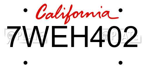 7WEH402 California License Plate