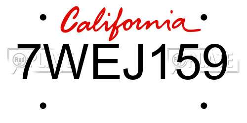 7WEJ159 California License Plate