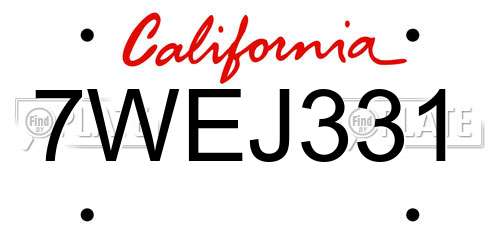 7WEJ331 California License Plate