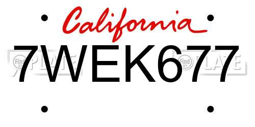 7WEK677 California License Plate