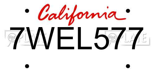 7WEL577 California License Plate