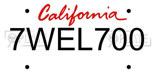 7WEL700 California License Plate