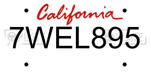 7WEL895 California License Plate