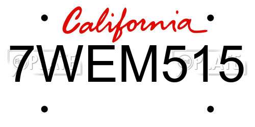7WEM515 California License Plate