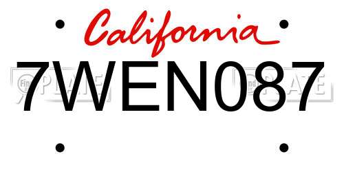 7WEN087 California License Plate