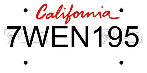 7WEN195 California License Plate