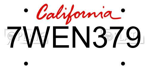 7WEN379 California License Plate