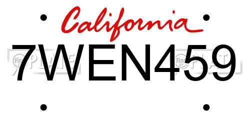 7WEN459 California License Plate