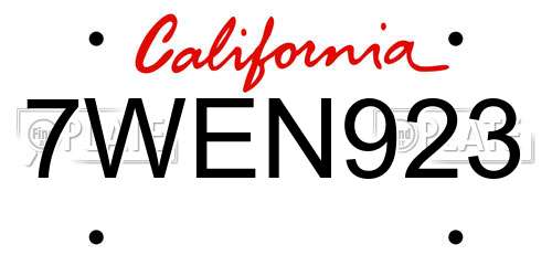 7WEN923 California License Plate