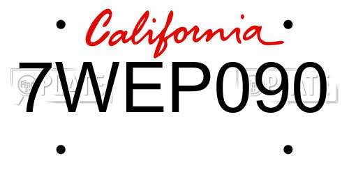 7WEP090 California License Plate