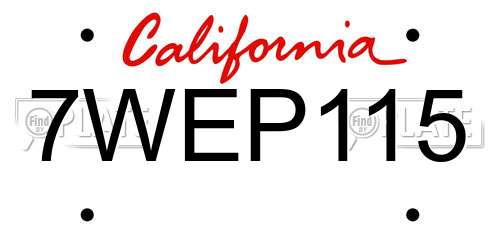 7WEP115 California License Plate