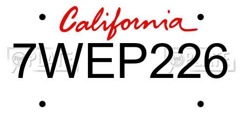 7WEP226 California License Plate