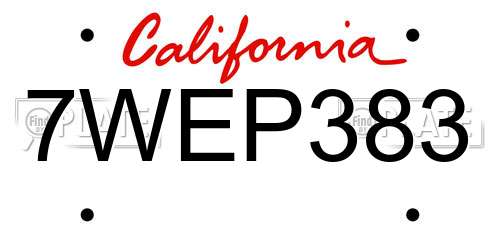 7WEP383 California License Plate