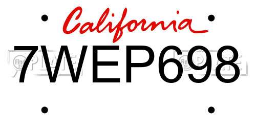 7WEP698 California License Plate