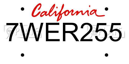 7WER255 California License Plate