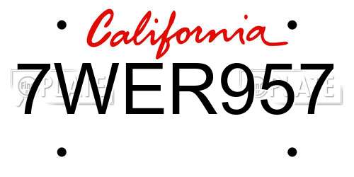7WER957 California License Plate