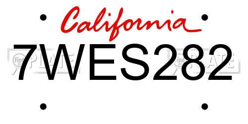 7WES282 California License Plate